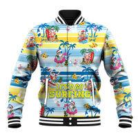 Surfing Christmas Baseball Jacket Tropical Santa Let's Go Surfing - Wonder Print Shop
