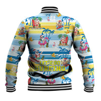 Surfing Christmas Baseball Jacket Tropical Santa Let's Go Surfing - Wonder Print Shop