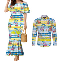 surfing-christmas-couples-matching-mermaid-dress-and-long-sleeve-button-shirt-tropical-santa-lets-go-surfing