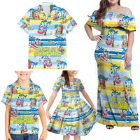 Surfing Christmas Family Matching Off Shoulder Maxi Dress and Hawaiian Shirt Tropical Santa Let's Go Surfing - Wonder Print Shop