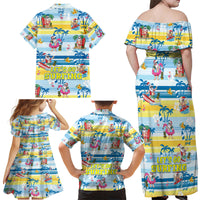 Surfing Christmas Family Matching Off Shoulder Maxi Dress and Hawaiian Shirt Tropical Santa Let's Go Surfing - Wonder Print Shop