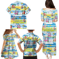 Surfing Christmas Family Matching Puletasi Dress and Hawaiian Shirt Tropical Santa Let's Go Surfing - Wonder Print Shop