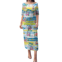 Surfing Christmas Family Matching Puletasi Dress and Hawaiian Shirt Tropical Santa Let's Go Surfing - Wonder Print Shop