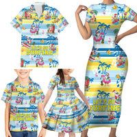Surfing Christmas Family Matching Short Sleeve Bodycon Dress and Hawaiian Shirt Tropical Santa Let's Go Surfing - Wonder Print Shop