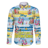 Surfing Christmas Family Matching Short Sleeve Bodycon Dress and Hawaiian Shirt Tropical Santa Let's Go Surfing - Wonder Print Shop