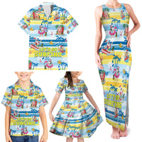 Surfing Christmas Family Matching Tank Maxi Dress and Hawaiian Shirt Tropical Santa Let's Go Surfing - Wonder Print Shop