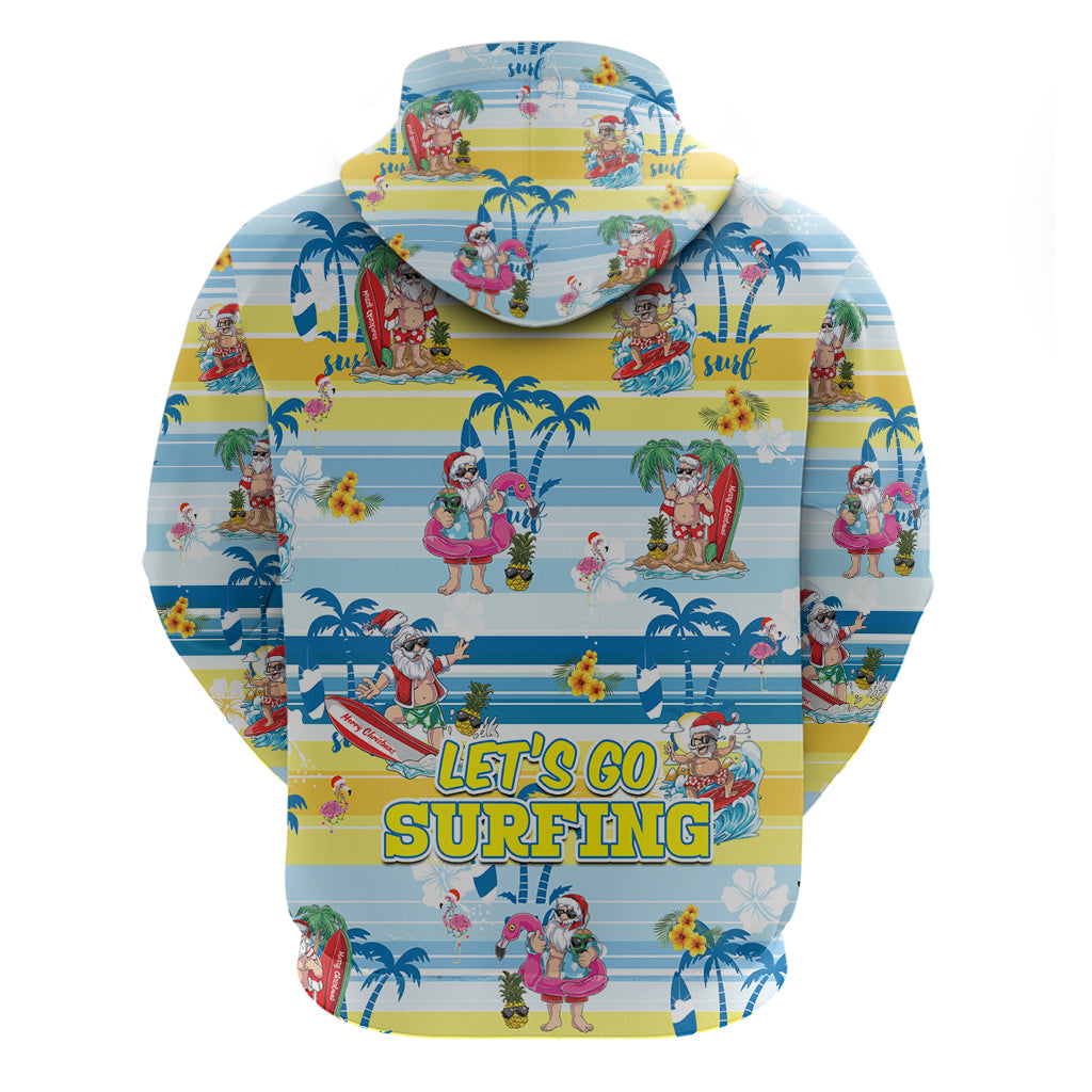 Surfing Christmas Hoodie Tropical Santa Let's Go Surfing - Wonder Print Shop