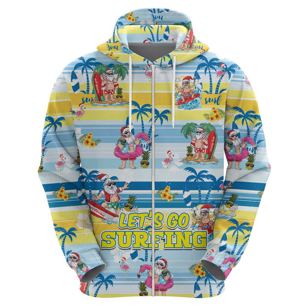 Surfing Christmas Hoodie Tropical Santa Let's Go Surfing - Wonder Print Shop