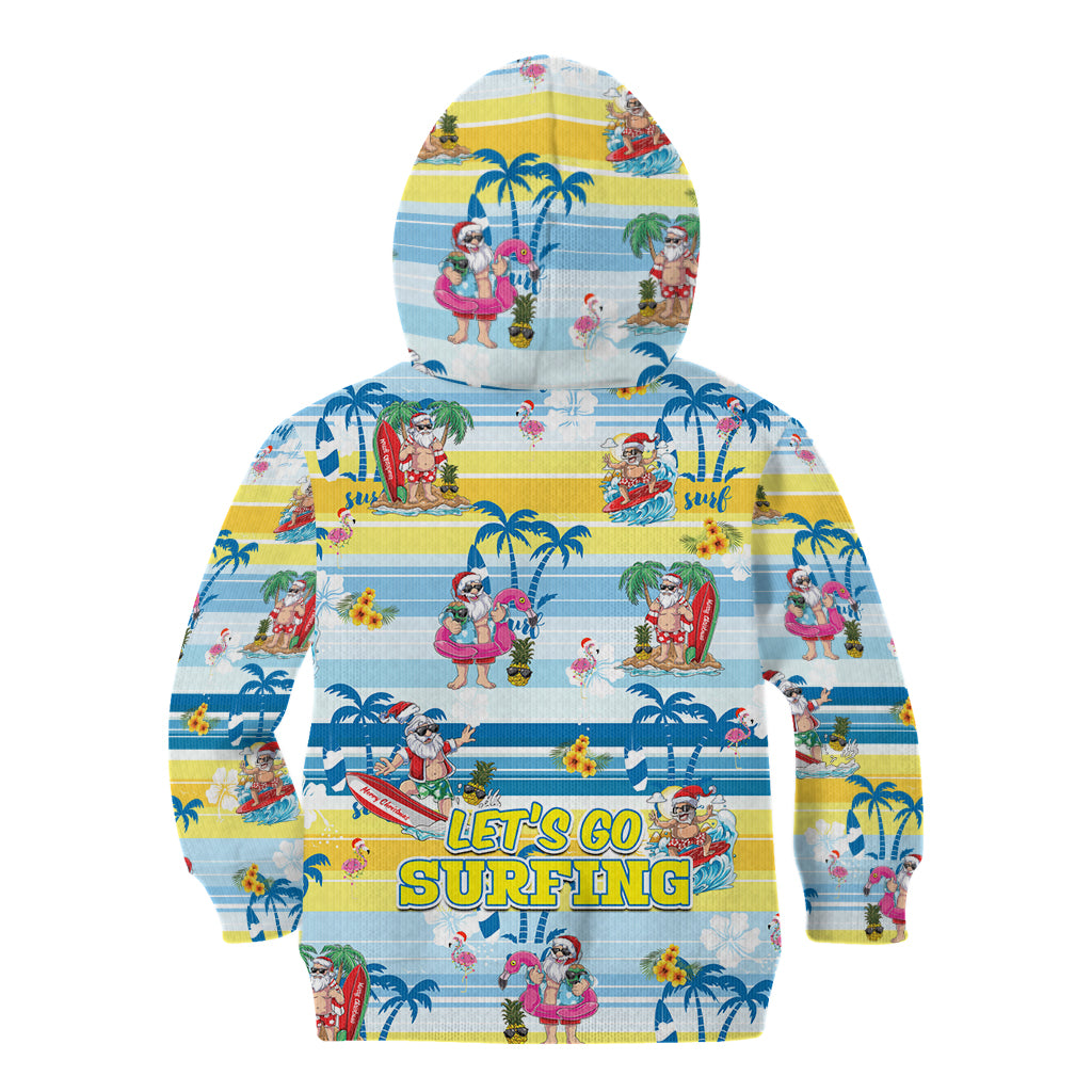 Surfing Christmas Kid Hoodie Tropical Santa Let's Go Surfing - Wonder Print Shop