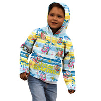 Surfing Christmas Kid Hoodie Tropical Santa Let's Go Surfing - Wonder Print Shop