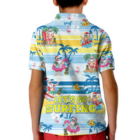 Surfing Christmas Kid Polo Shirt Tropical Santa Let's Go Surfing - Wonder Print Shop