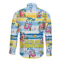 Surfing Christmas Long Sleeve Button Shirt Tropical Santa Let's Go Surfing - Wonder Print Shop