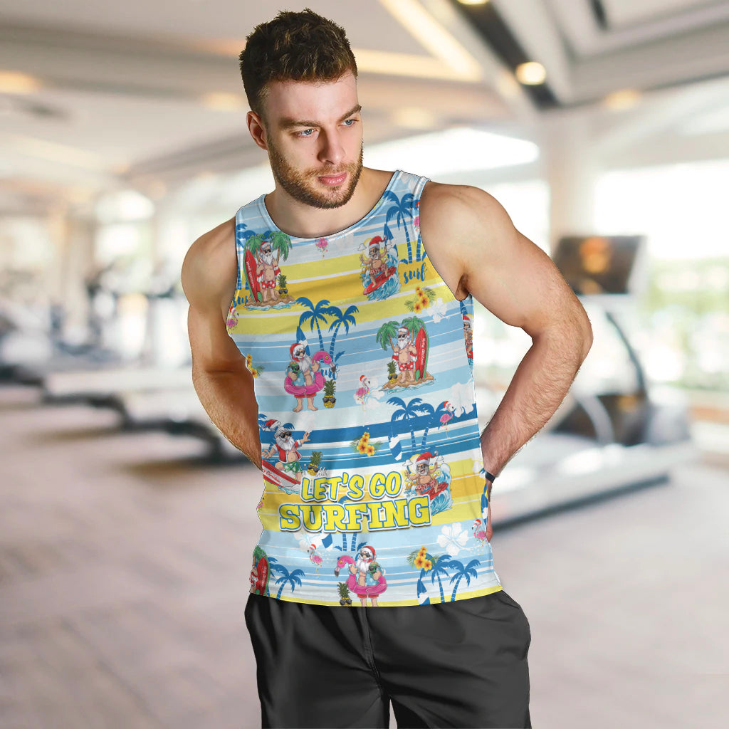 Surfing Christmas Men Tank Top Tropical Santa Let's Go Surfing - Wonder Print Shop