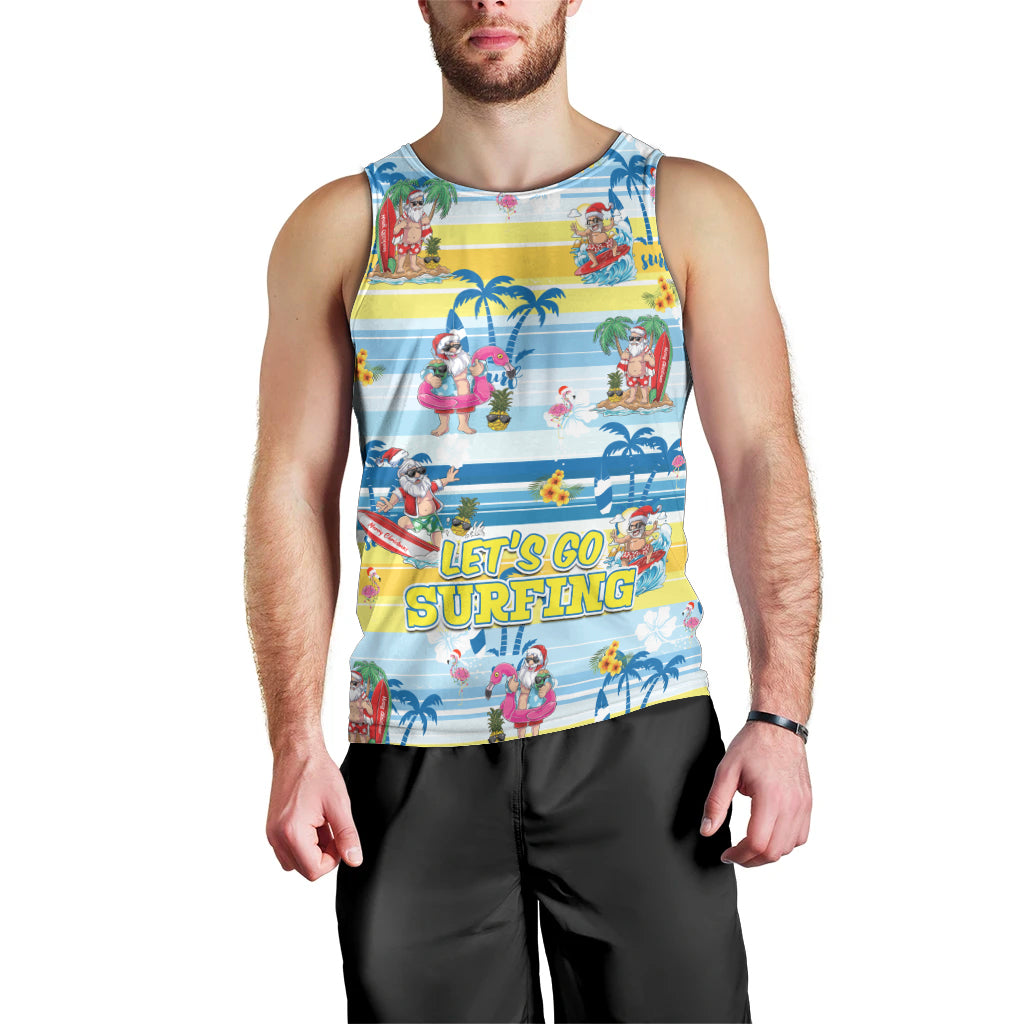 Surfing Christmas Men Tank Top Tropical Santa Let's Go Surfing - Wonder Print Shop