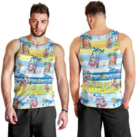 Surfing Christmas Men Tank Top Tropical Santa Let's Go Surfing - Wonder Print Shop