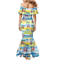 Surfing Christmas Mermaid Dress Tropical Santa Let's Go Surfing - Wonder Print Shop