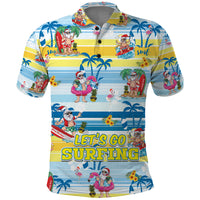 Surfing Christmas Polo Shirt Tropical Santa Let's Go Surfing - Wonder Print Shop