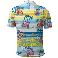 Surfing Christmas Polo Shirt Tropical Santa Let's Go Surfing - Wonder Print Shop