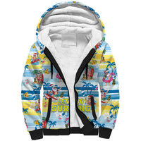 Surfing Christmas Sherpa Hoodie Tropical Santa Let's Go Surfing - Wonder Print Shop