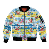 Surfing Christmas Sleeve Zip Bomber Jacket Tropical Santa Let's Go Surfing - Wonder Print Shop