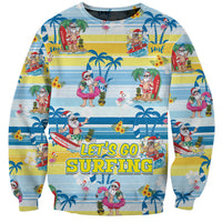 Surfing Christmas Sweatshirt Tropical Santa Let's Go Surfing - Wonder Print Shop
