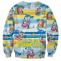 Surfing Christmas Sweatshirt Tropical Santa Let's Go Surfing - Wonder Print Shop