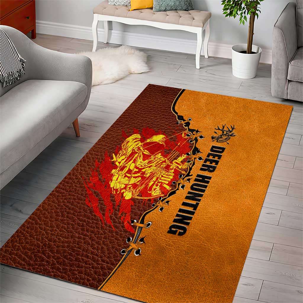 Skull Deer Hunting Area Rug Vintage Leather Bow Hunter - Wonder Print Shop