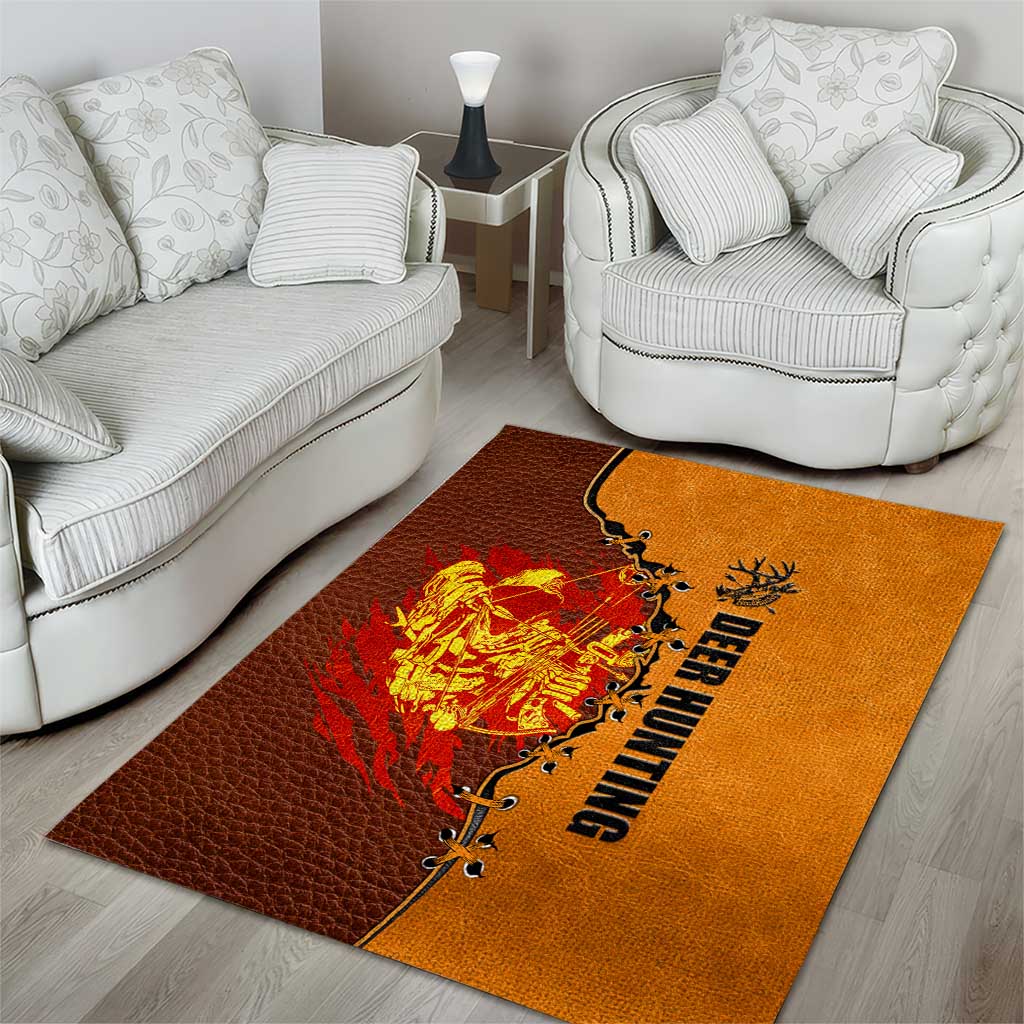 Skull Deer Hunting Area Rug Vintage Leather Bow Hunter - Wonder Print Shop
