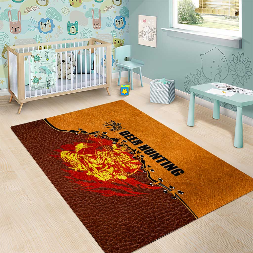 Skull Deer Hunting Area Rug Vintage Leather Bow Hunter - Wonder Print Shop