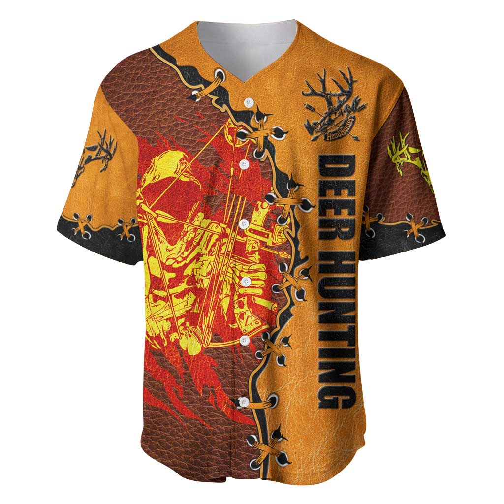 Skull Deer Hunting Baseball Jersey Vintage Leather Bow Hunter - Wonder Print Shop