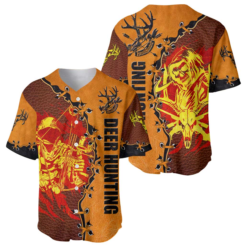 Skull Deer Hunting Baseball Jersey Vintage Leather Bow Hunter - Wonder Print Shop