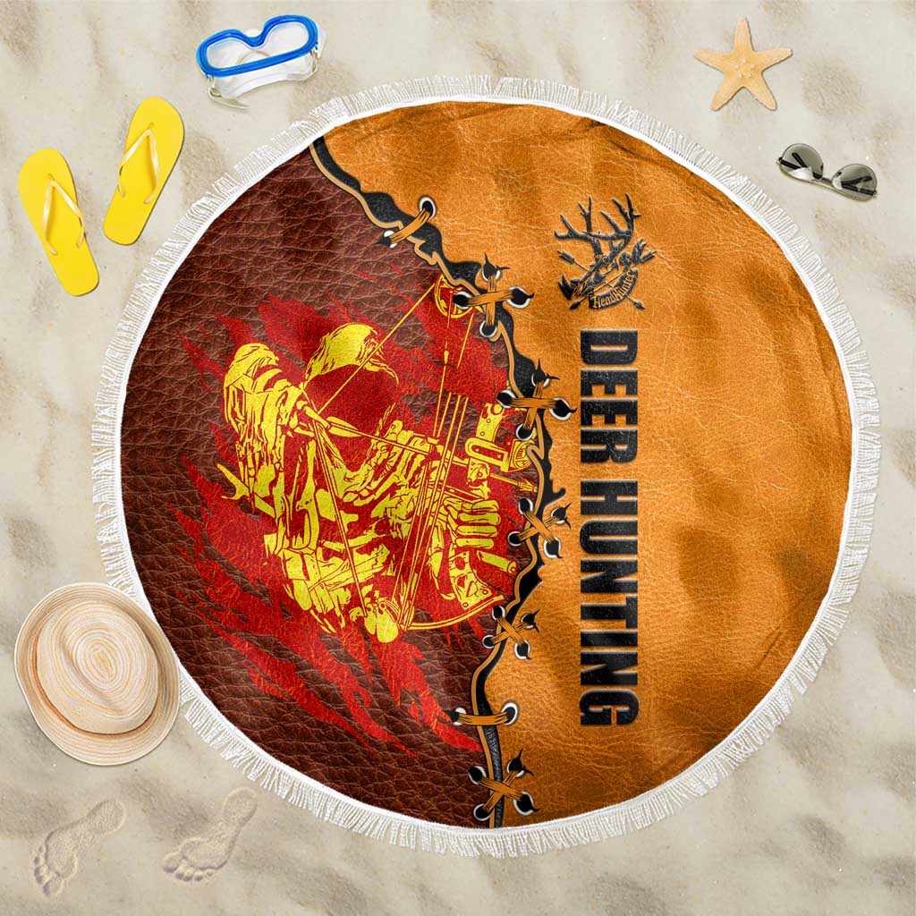 Skull Deer Hunting Beach Blanket Vintage Leather Bow Hunter - Wonder Print Shop