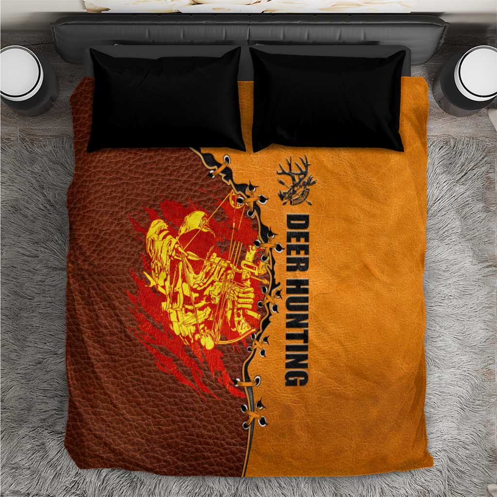 Skull Deer Hunting Bedding Set Vintage Leather Bow Hunter - Wonder Print Shop