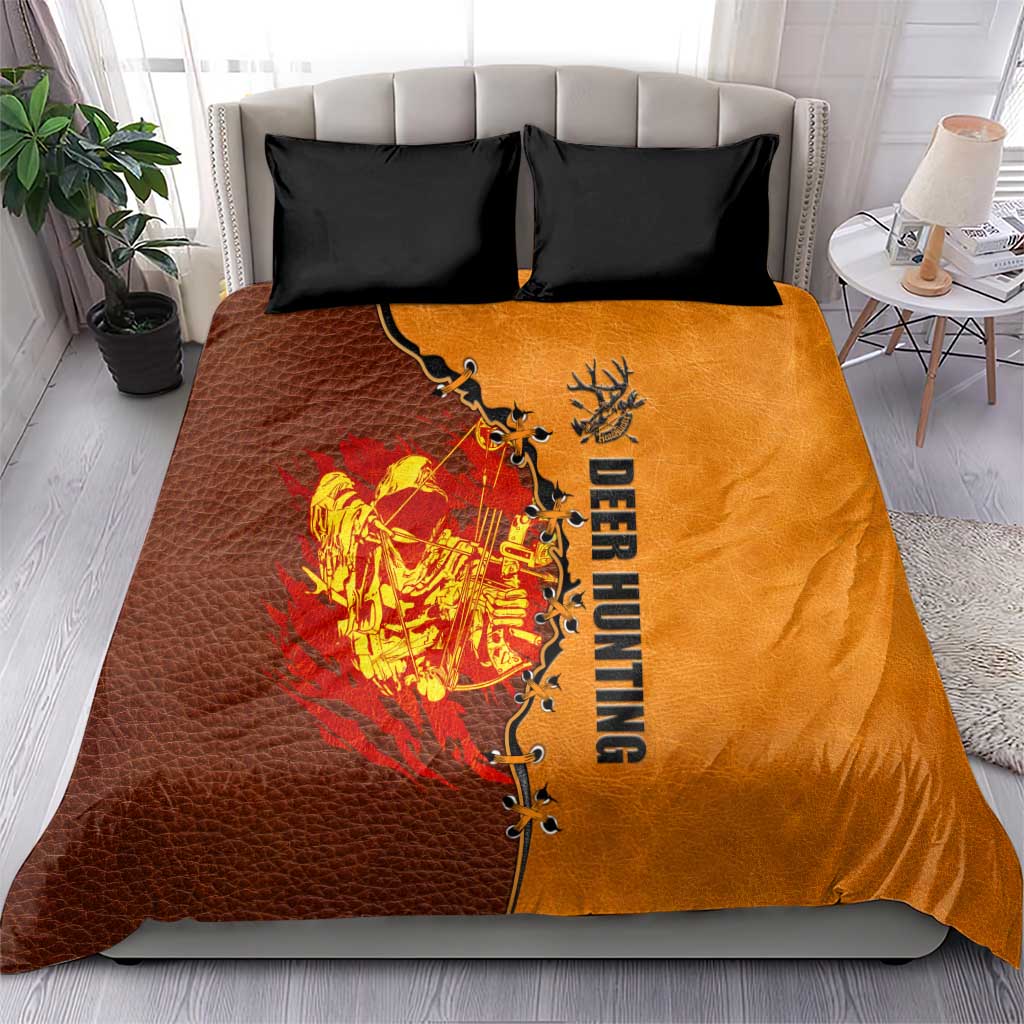 Skull Deer Hunting Bedding Set Vintage Leather Bow Hunter - Wonder Print Shop