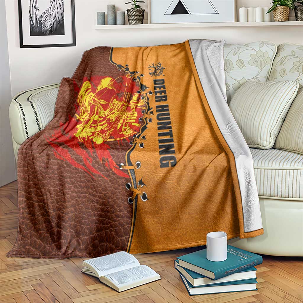 Skull Deer Hunting Blanket Vintage Leather Bow Hunter - Wonder Print Shop