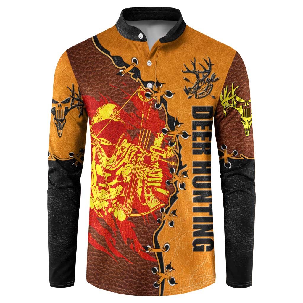 Skull Deer Hunting Button Sweatshirt Vintage Leather Bow Hunter - Wonder Print Shop