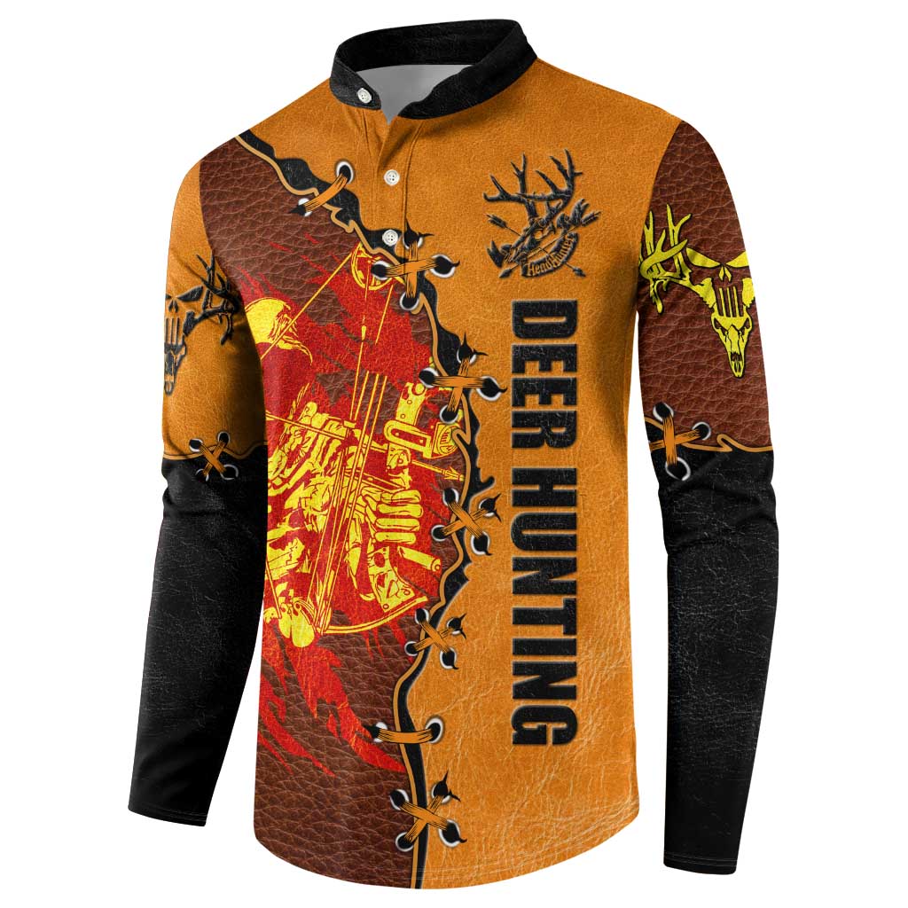 Skull Deer Hunting Button Sweatshirt Vintage Leather Bow Hunter - Wonder Print Shop