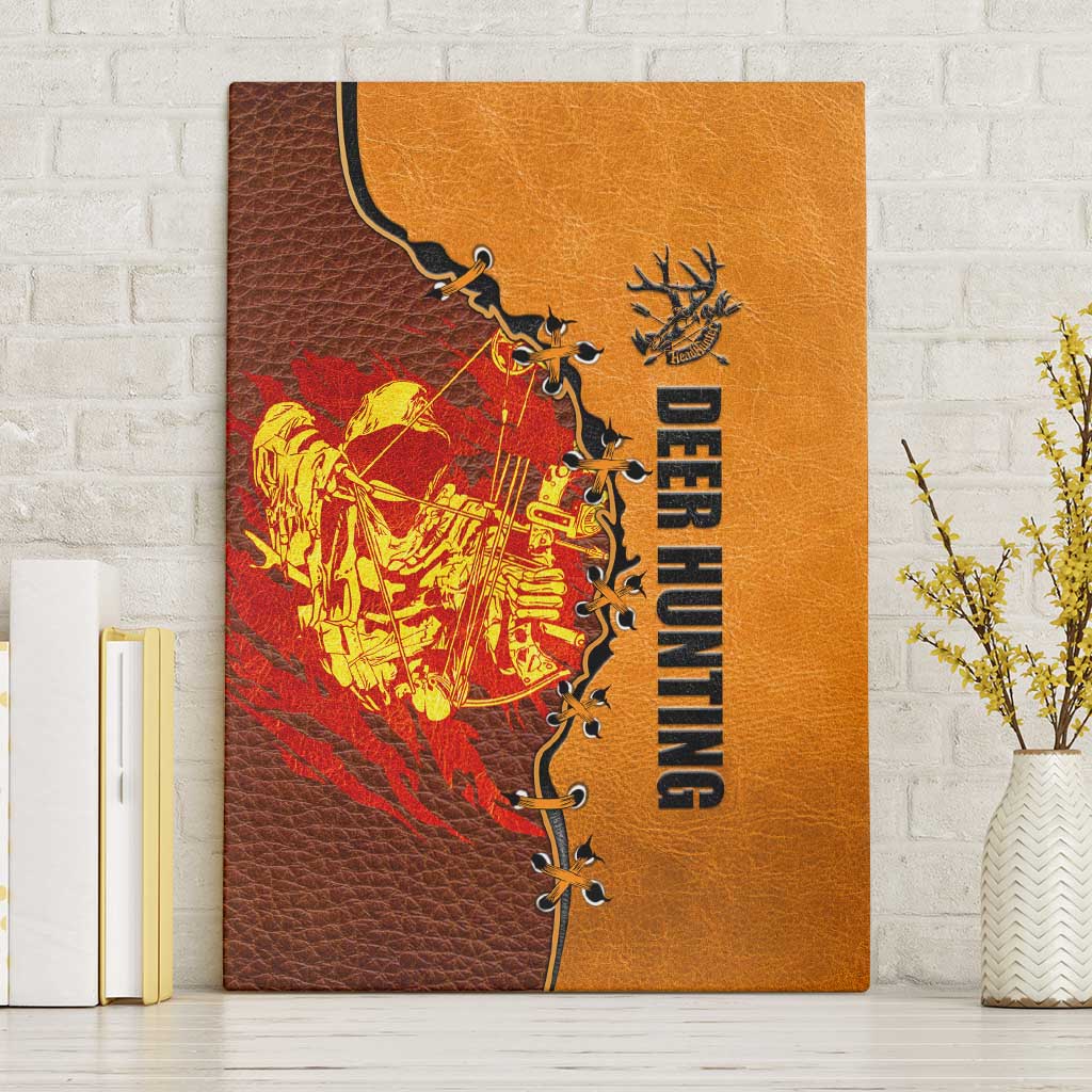 Skull Deer Hunting Canvas Wall Art Vintage Leather Bow Hunter - Wonder Print Shop