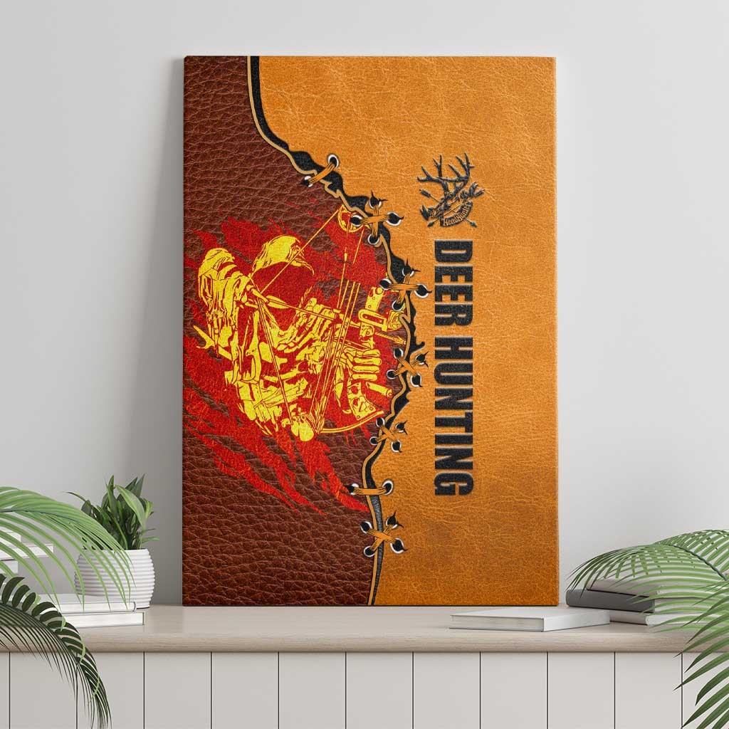 Skull Deer Hunting Canvas Wall Art Vintage Leather Bow Hunter - Wonder Print Shop