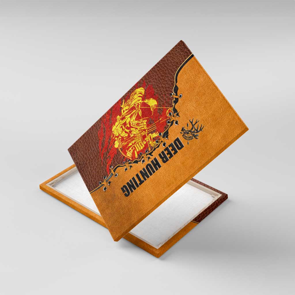 Skull Deer Hunting Canvas Wall Art Vintage Leather Bow Hunter - Wonder Print Shop