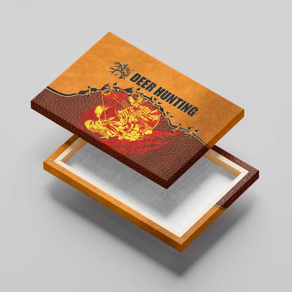 Skull Deer Hunting Canvas Wall Art Vintage Leather Bow Hunter - Wonder Print Shop