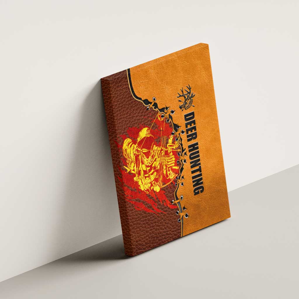 Skull Deer Hunting Canvas Wall Art Vintage Leather Bow Hunter - Wonder Print Shop