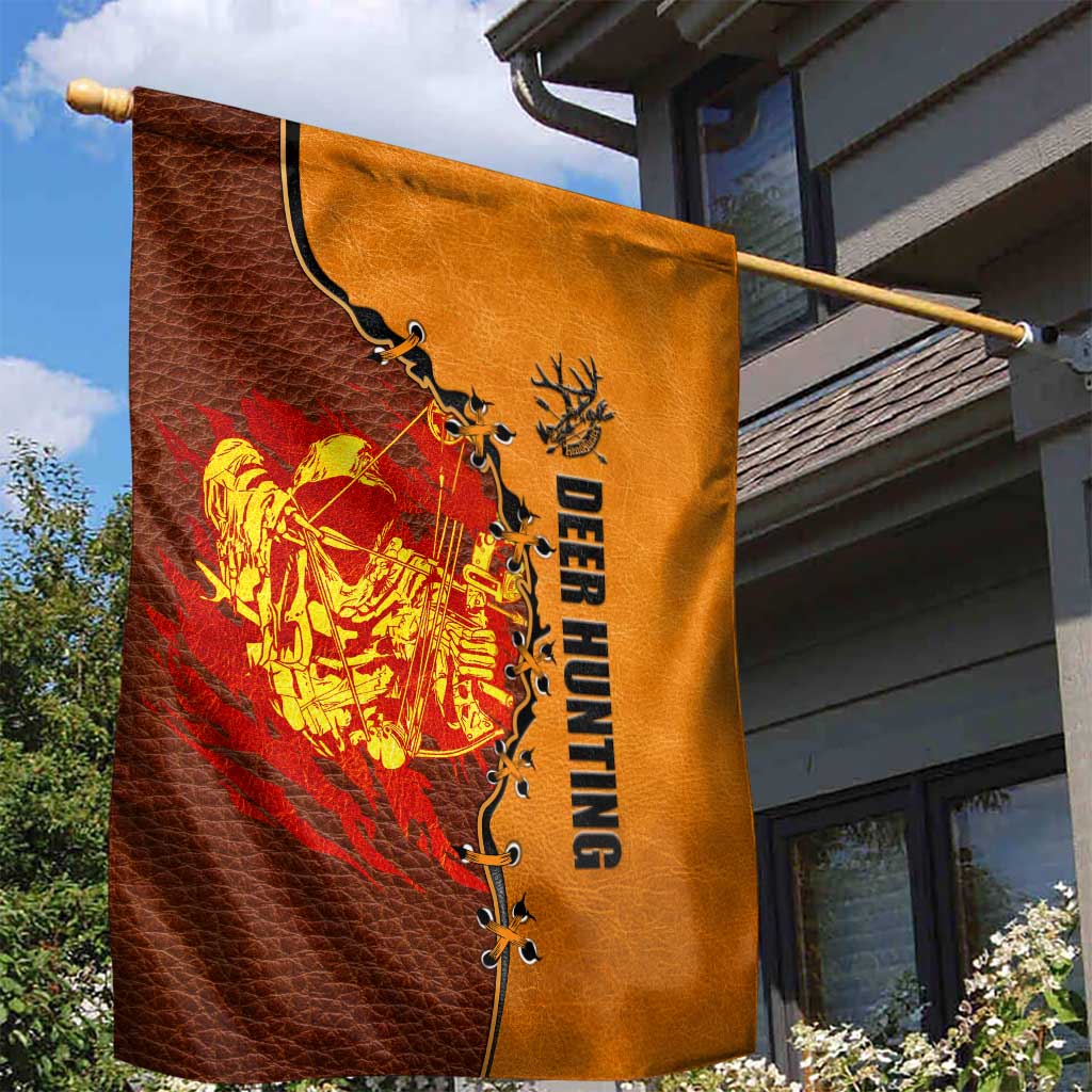 Skull Deer Hunting Garden Flag Vintage Leather Bow Hunter - Wonder Print Shop