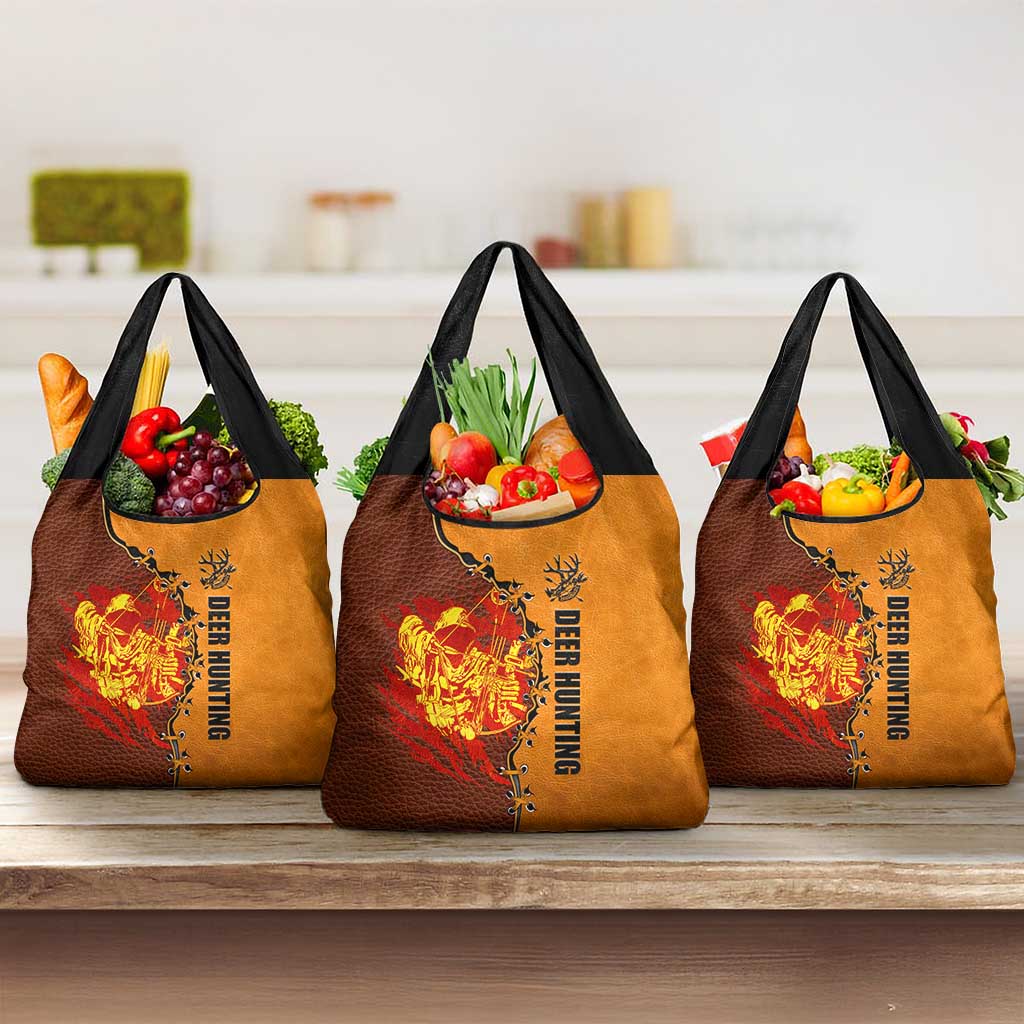Skull Deer Hunting Grocery Bag Vintage Leather Bow Hunter - Wonder Print Shop