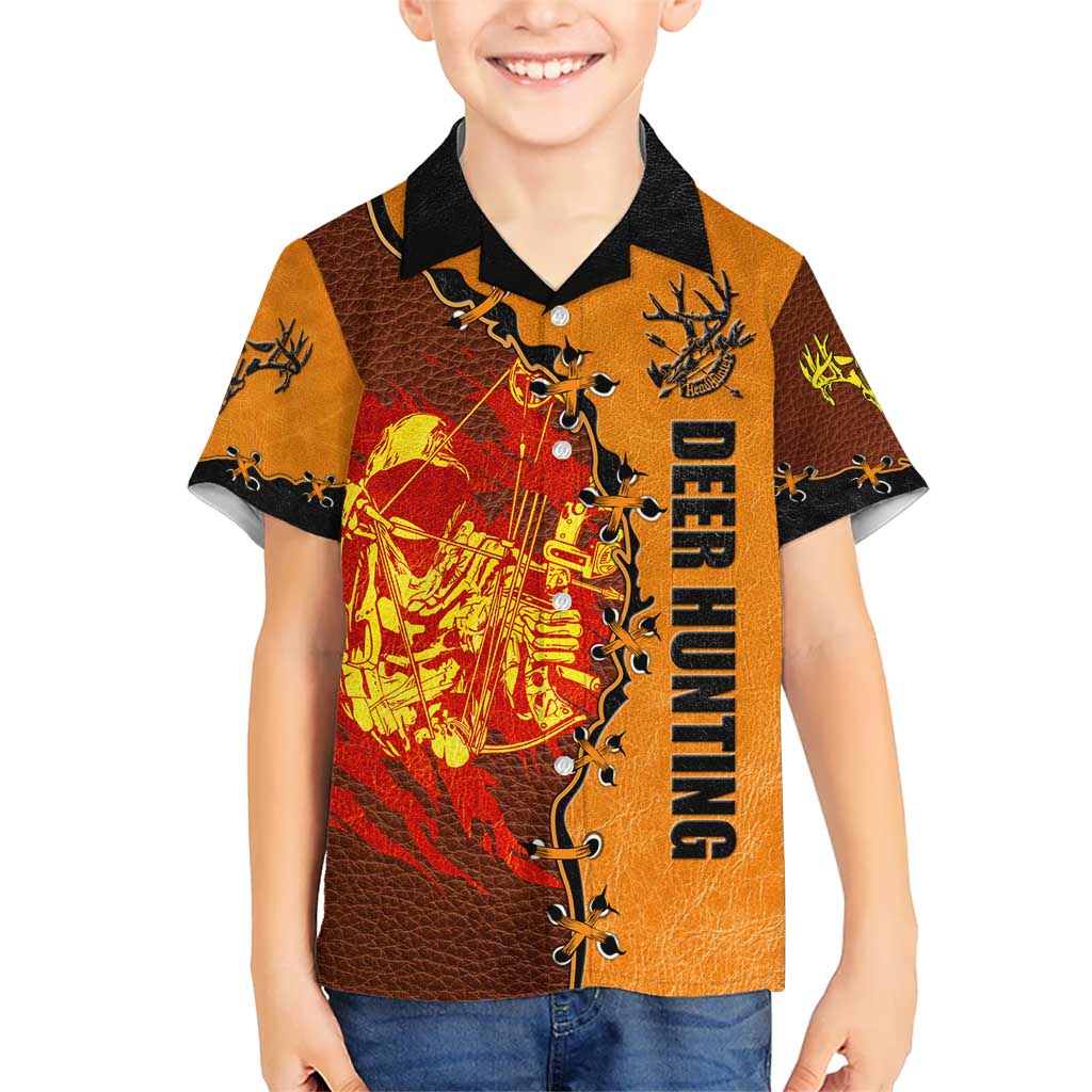 Skull Deer Hunting Hawaiian Shirt Vintage Leather Bow Hunter - Wonder Print Shop