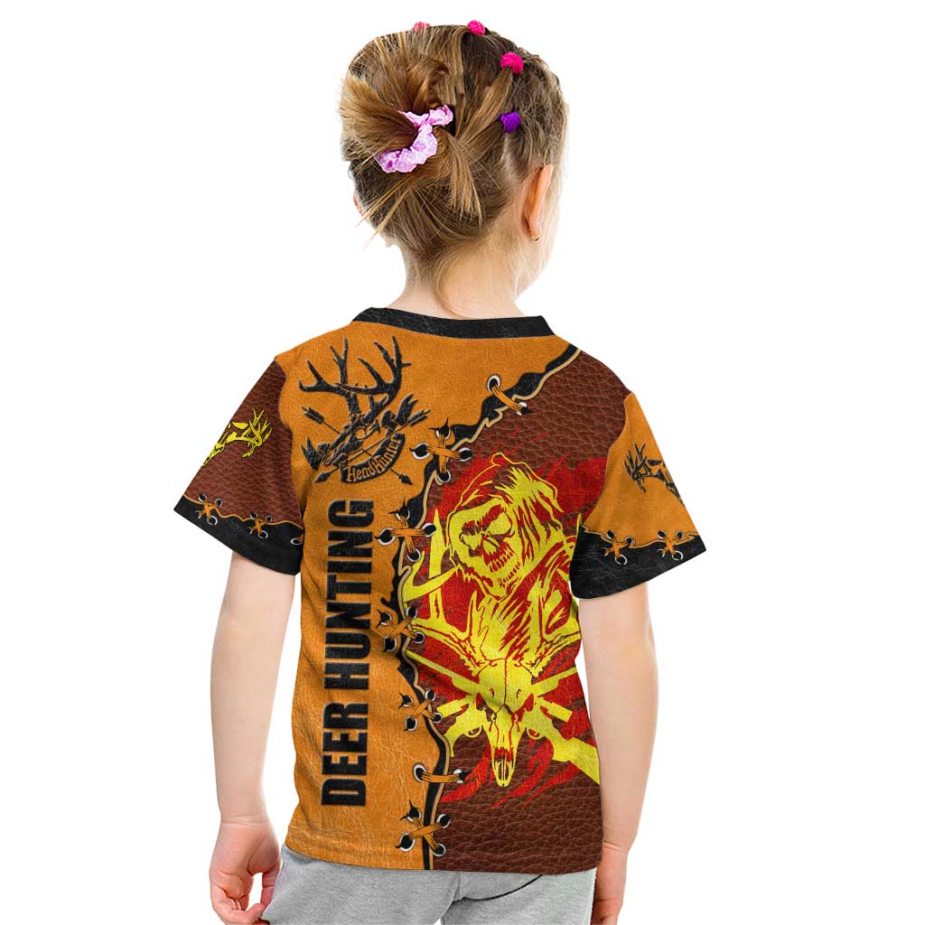 Skull Deer Hunting Kid T Shirt Vintage Leather Bow Hunter - Wonder Print Shop
