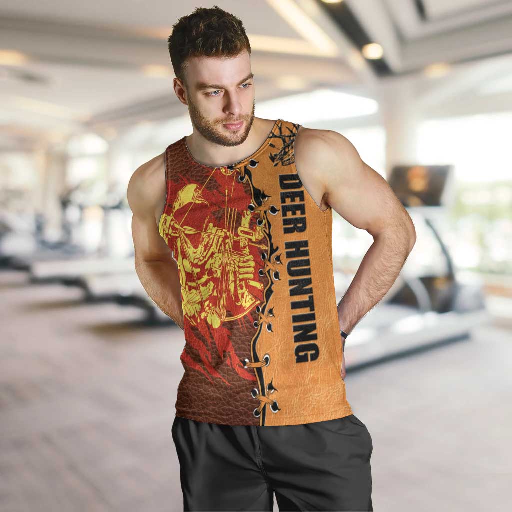 Skull Deer Hunting Men Tank Top Vintage Leather Bow Hunter - Wonder Print Shop