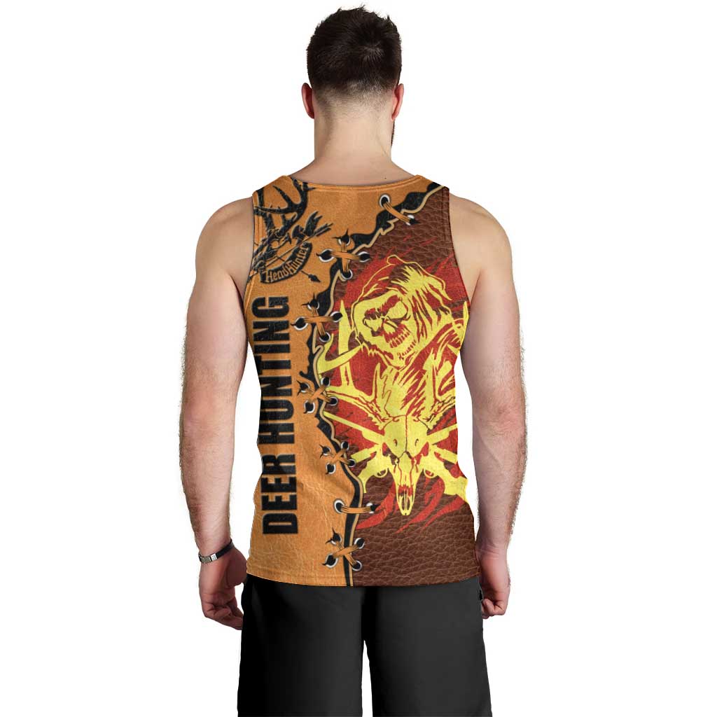 Skull Deer Hunting Men Tank Top Vintage Leather Bow Hunter - Wonder Print Shop