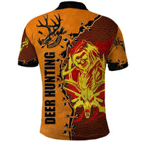 Skull Deer Hunting Polo Shirt Vintage Leather Bow Hunter - Wonder Print Shop