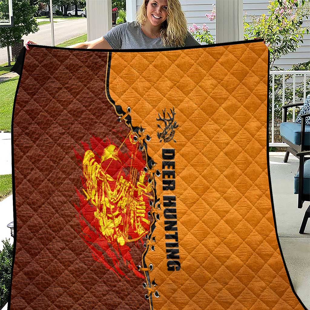 Skull Deer Hunting Quilt Vintage Leather Bow Hunter - Wonder Print Shop